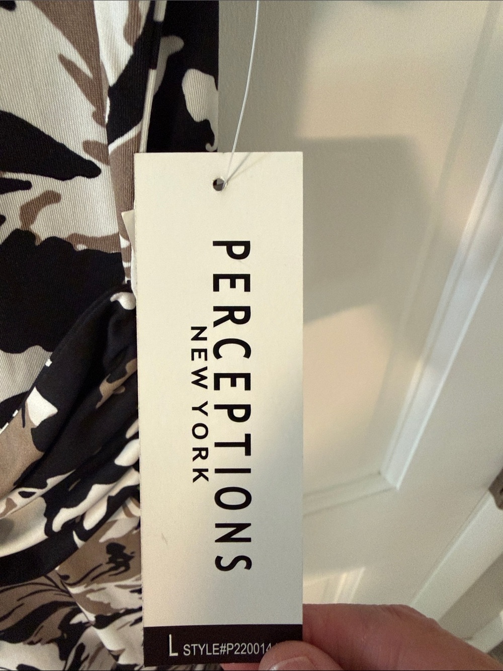 NWT Perceptions New York Floral Tie-Front Midi Dress Black Taupe White Large - Picture 5 of 7
